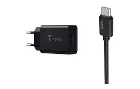 Зарядное устройство T-PHOX Mini 12W 2.4A + Type-C cable 1.2m (Black) (Mini(B)+Type-C) - Фото