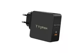 Зарядное устройство T-PHOX 48W Fast Charge-TYPE-C PD 30W+QC3.0 18W (Black) (Apace Wall 48W (B)) - Фото