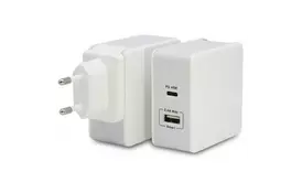 Зарядное устройство T-PHOX 57W Fast Charge - TYPE-C PD 45W+USB 12W (White) (Apace Wall 57W (W)) - Фото