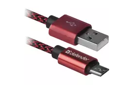 Дата кабель USB 2.0 AM to Micro 5P 1.0m USB08-03T red Defender (87801) - Фото