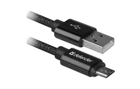 Дата кабель USB 2.0 AM to Micro 5P 1.0m USB08-03T PRO black Defender (87802) - Фото