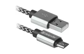 Дата кабель USB 2.0 AM to Micro 5P 1.0m USB08-03T PRO white Defender (87803) - Фото
