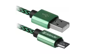 Дата кабель USB 2.0 AM to Micro 5P 1.0m USB08-03T green Defender (87804) - Фото