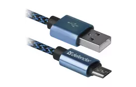 Дата кабель USB 2.0 AM to Micro 5P 1.0m USB08-03T blue Defender (87805) - Фото