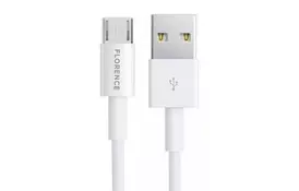 Дата кабель USB 2.0 AM to Micro 5P 1.0m 2A White Florence (FL-2110-WM) - Фото