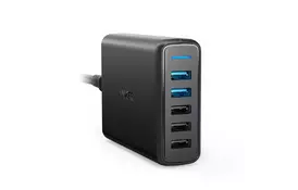 Зарядное устройство Anker PowerPort 5 - 63W 2xQC3.0 & 3xUSB PowerIQ Black (A2054L11) - Фото