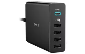 Зарядное устройство Anker PowerPort+ 5 - 60W 1xPD & 4xPIQ V3 (Black) (A2053L11/A2053G11) - Фото
