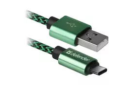 Дата кабель USB 2.0 AM to Type-C 1.0m USB09-03T PRO green Defender (87816) - Фото