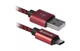 Дата кабель USB 2.0 AM to Type-C 1.0m USB09-03T PRO red Defender (87813) - Фото