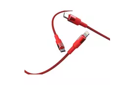 Дата кабель USB 2.0 AM to Lightning + Micro 5P + Type-C 1.2m T-F815 Red T-PHOX (T-F815 Mix Red) - Фото