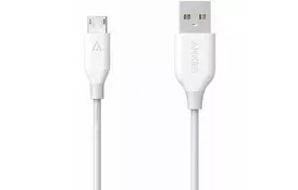 Дата кабель USB 2.0 AM to Micro 5P 0.9m V3 Powerline White Anker (A8132H21) - Фото