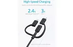 Дата кабель USB 2.0 AM to Lightning + Micro 5P + Type-C 0.9m V3 black Anker (A8436H11)