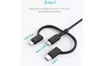 Дата кабель USB 2.0 AM to Lightning + Micro 5P + Type-C 0.9m V3 black Anker (A8436H11)