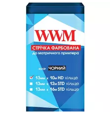 Лента к принтерам 13мм х 10м HD (К.) Black WWM (R13.10H)