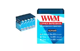 Лента к принтерам 6.35мм х 15м STD к. Black*5шт WWM (R6.15S5) - Фото