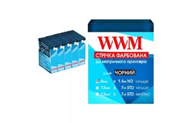 Лента к принтерам 8мм х 1.6м HD к. Black*5шт WWM (R8.1.6H5) - Фото