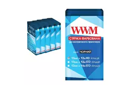 Лента к принтерам 13мм х 12м HD к. Black*5шт WWM (R13.12H5) - Фото