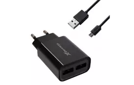 Зарядное устройство Grand-X CH-45T 5V 2,4A 2USB + cable USB -> Type C, Cu, 4A, TPE, 1m (CH-45T) - Фото