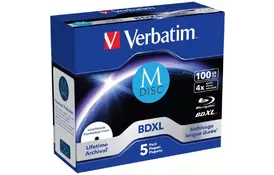 Диск BD Verbatim DL 100GB 4x Lifetime archival M-Disc 5шт Jewel (43834) - Фото