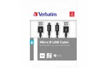 Дата кабель USB 2.0 AM to Micro 5P 1.0m + 1.0m black Verbatim (48874)