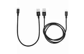 Дата кабель USB 2.0 AM to Micro 5P 1.0m + 0.3m black Verbatim (48875) - Фото
