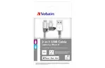 Дата кабель USB 2.0 AM to Lightning + Micro 5P 1.0m silver Verbatim (48869)