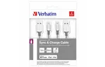 Дата кабель USB 2.0 AM to Lightning 1.0m + 0.3m silver Verbatim (48873)