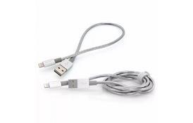 Дата кабель USB 2.0 AM to Lightning 1.0m + 0.3m silver Verbatim (48873) - Фото