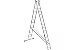 Лестница Stark Алюминиевая трехсекционная усиленная лестница 3*15 SVHR3x1 (525315513) - Фото
