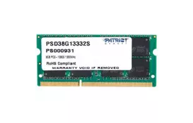 Модуль памяти для ноутбука SoDIMM DDR3 8GB 1333 MHz Patriot (PSD38G13332S) - Фото