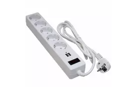 Сетевой фильтр питания PATRON 1.8m + 2 USB 2.0, 2.1A, 5 роз. White (EXT-PN-SP-52-USB-W) - Фото