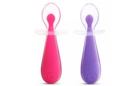 Набор детской посуды Munchkin Ложки силиконовые Gentle Scoop 2 шт Розовый, Фиолетовый (011220.01) - Фото