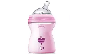 Бутылочка для кормления Chicco Natural Feeling Color, 250 мл, 2м+, розовая (80825.11) - Фото