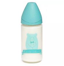 Бутылочка для кормления Suavinex Смысл жизни, 240 мл, стеклянная, бирюзовая с чехлом (303004)