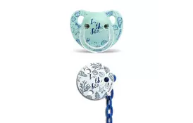 Пустышка Suavinex Морские истории 6-18 мес с клипсой голубая (304027) - Фото