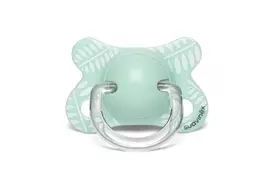 Пустышка Suavinex Крылатые истории Зеленые листочки 2-4 мес симметрич. мятный (304881) - Фото