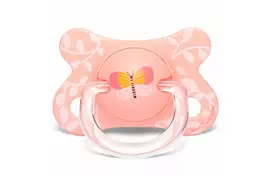 Пустышка Suavinex Крылатые истории Розовые бабочки 2-4 мес симметр. розовый (304876) - Фото