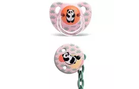 Пустышка Suavinex Истории панды, 6-18 мес с клипсой розовая (304022) - Фото