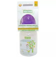 Бутылочка для кормления Baby Team с силиконовой соской, 125 мл 0+ фиол (1400_фиолетовый)