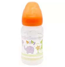 Бутылочка для кормления Baby Team c широким горлом, 250мл 6+ (1002_оранжевый)