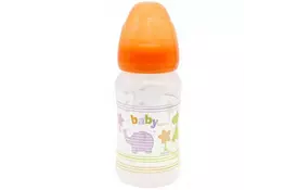 Бутылочка для кормления Baby Team c широким горлом, 250мл 6+ (1002_оранжевый) - Фото