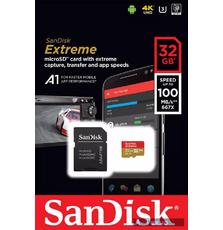 Карта памяти SANDISK 32GB microSDHC V30 A1 UHS-I U3 4K Extreme (SDSQXAF-032G-GN6MA)