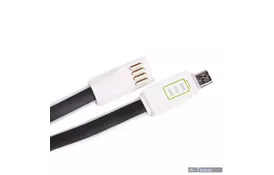 Дата кабель USB 2.0 - Micro USB 1,2A LED плоский (Black) 1,0м Drobak (218762) - Фото