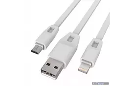 Дата кабель USB 2.0 - Micro USB/Lightning 2А (DR-1622) (White) 1,0м Drobak (219092) - Фото