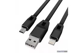 Дата кабель USB 2.0 - Micro USB/Lightning 2А (DR-1622) (Black) 1,0м Drobak (219093) - Фото