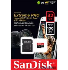 Карта памяти SANDISK 32GB microSD class 10 V30 A1 UHS-I U3 4K Extreme Pro (SDSQXCG-032G-GN6MA)