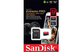 Карта памяти SANDISK 32GB microSD class 10 V30 A1 UHS-I U3 4K Extreme Pro (SDSQXCG-032G-GN6MA) - Фото