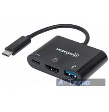 Переходник Manhattan USB3.1 Type-C - USB3.0/HDMI/USB-C (F) (152037)