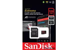 Карта памяти SANDISK 128GB microSD class 10 V30 A1 UHS-I U3 4K Extreme (SDSQXAF-128G-GN6MA) - Фото