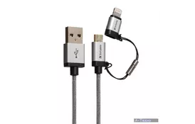 Дата кабель USB 2.0 AM to Lightning + Micro 5P 1.2m Verbatim (48857) - Фото